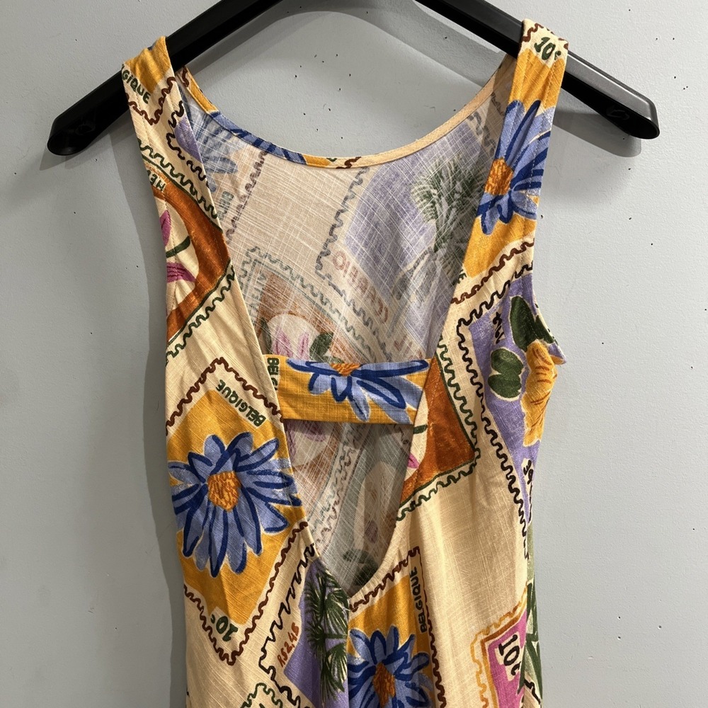 Sleeveless Maxi Dress in Yellow Floral Tile Print - Picture 4 of 16